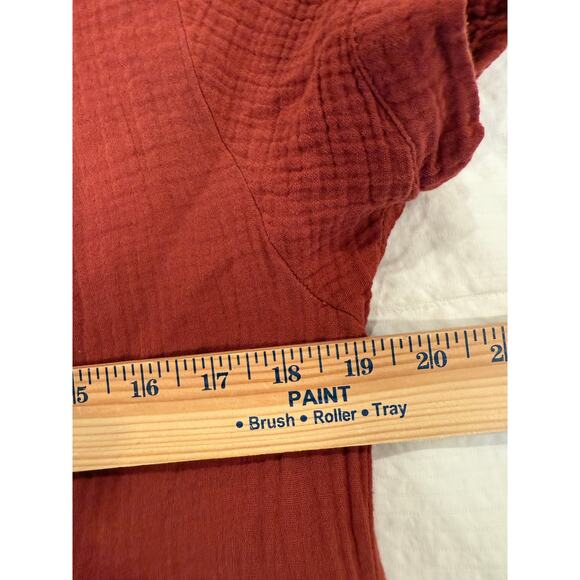The Main Street Exchange Shirt Dress Womens Medium Rust Red 100% Cotton Crinkle - Picture 6 of 10